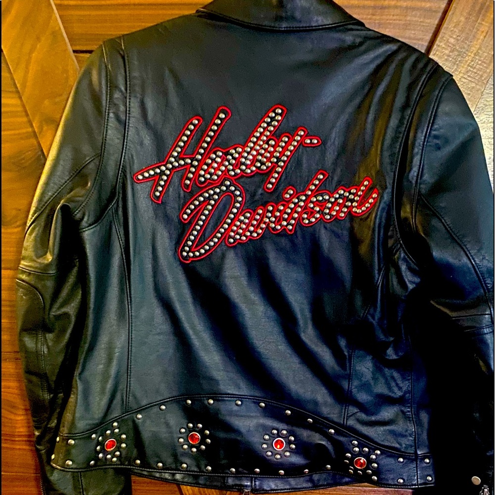 Black Harley Davidson Rinestone Red jacket